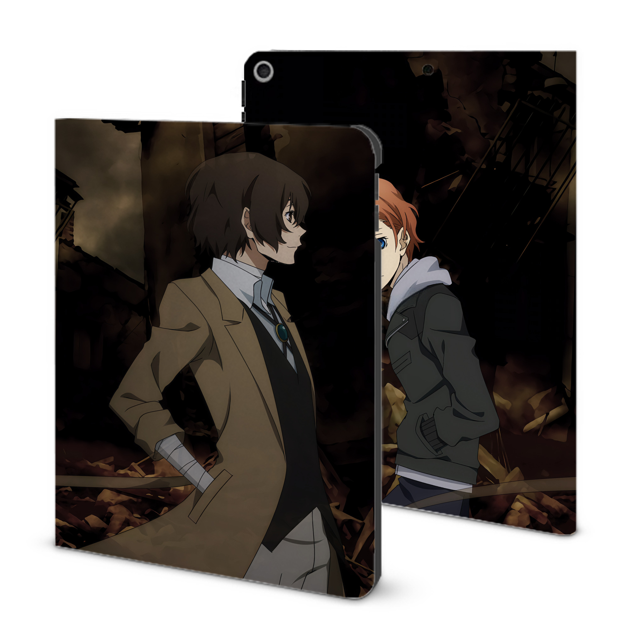 （画像用） 文豪ストレイドッグス Bungo Stray Dogs IPad ケース ブック型 PUレザー TPU 耐衝撃 軽量 薄型 ペン収納なし 全面保護 IPad 各モデル対応